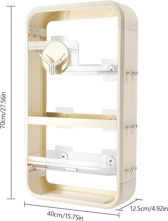 Floating Shelves Punch Wall-Mounted Shelf for Bathroom Kitchen Bedroom, Seasoning Makeup Organizer Cosmetic Storage Rack, Multi-Layer Large Capacity