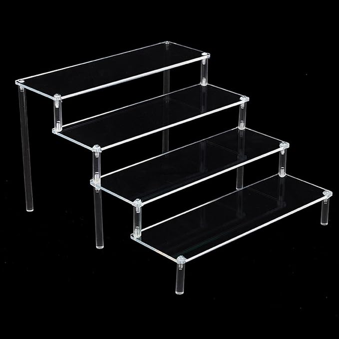 Acrylic Action Figure Display Stand 3 Step Perfume Cupcake Organizer Tray Holder Display Shelf for Makeup Doll - Clear Transparent Toy Model Shelf Risers for - 29.5x34.5x20cm