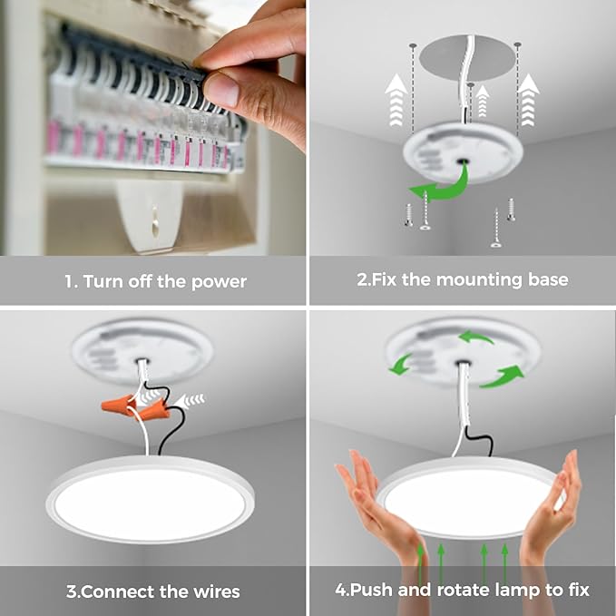 zemty 12 Inch LED Ceiling Light with Night Light 1800K, 2 Pack Dimmable Ceiling Light Fixtures with Remote Control, Low Profile Lighting for Bedroom, Living Room, Kitchen-White