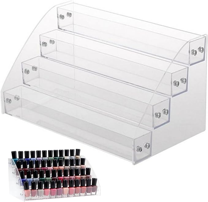 Acrylic Risers Display Stands, 12 Inch 4 Tier Clear Acrylic Shelves, Perfume Stand Organizer for Figurine Display, Makeup, Toys, Cupcake.