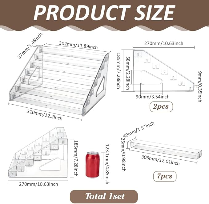 FINGERINSPIRE 7 Tier Acrylic Riser Display Stands 12.2x10.6x7.3Inch Clear Acrylic Badge Display Shelves for 35-60 Badges Makeup Organizer Perfume Organizer Shelf for Figure Anime Badge Cupcake