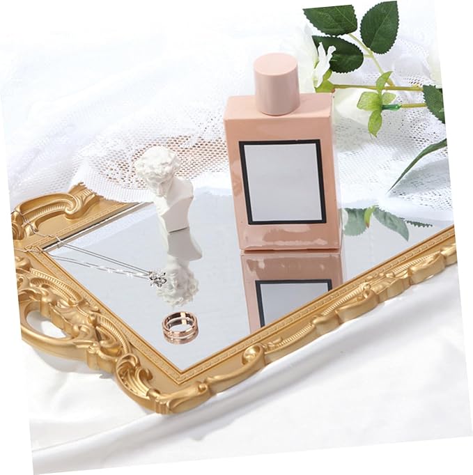 BESPORTBLE Decorative Vanity Tray for Dresser with Mirror Surface Perfume Organizer and Makeup Tray Acrylic Perfume for Bedroom and Vanity Table Use