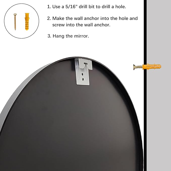 Sunniry Round Mirror 28 inch, Round Black Mirror, Circle Bathroom Mirrors Metal Frame, Wall Mounted Circle Mirrors for Bathroom, Living Room, Hallway, Farmhouse.
