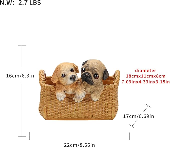 Dog Resin Storage Basket, Desktop Organizer for Remote & Keys, Cute Home Decor Tray, Ideal present for Pet Lovers.(Labrador Retriever & Pug)