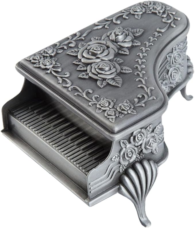 NOLITOY Vintage Alloy Jewelry Storage Box Retro Style Multipurpose Jewelry Case for Rings Earrings Necklaces Metal Makeup Organizer for Bedroom Living Bathroom