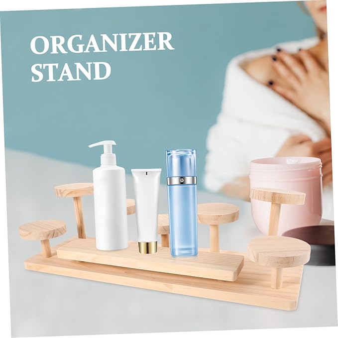 Cosmetics Display Stand Perfume Holder Organizer Wooden Shelf Makeup Holder for Vanity Clutter Desktop Riser