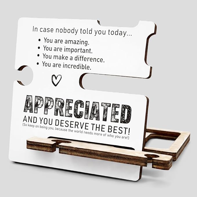 Appreciation Gifts for Teacher Coach Mentor Boss Leader Coworkers Employee Staff - Multi-functional Desk Organizer - Motivational Office Quote Wooden Sign for Office Desk Shelf Decor