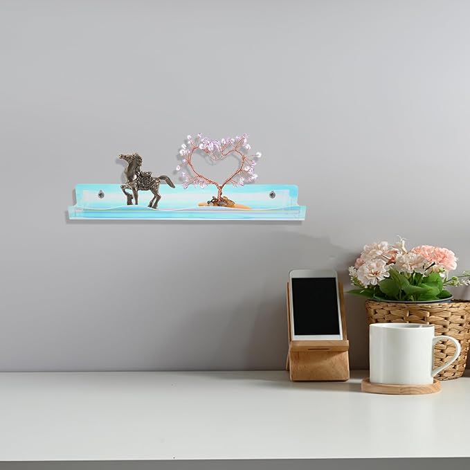 2pcs Iridescent Nail Polish Rack Wall Mounted Organizer Acrylic Floating Shelves - Display Stand for Skincare Perfume Paint Essential Oils Makeup