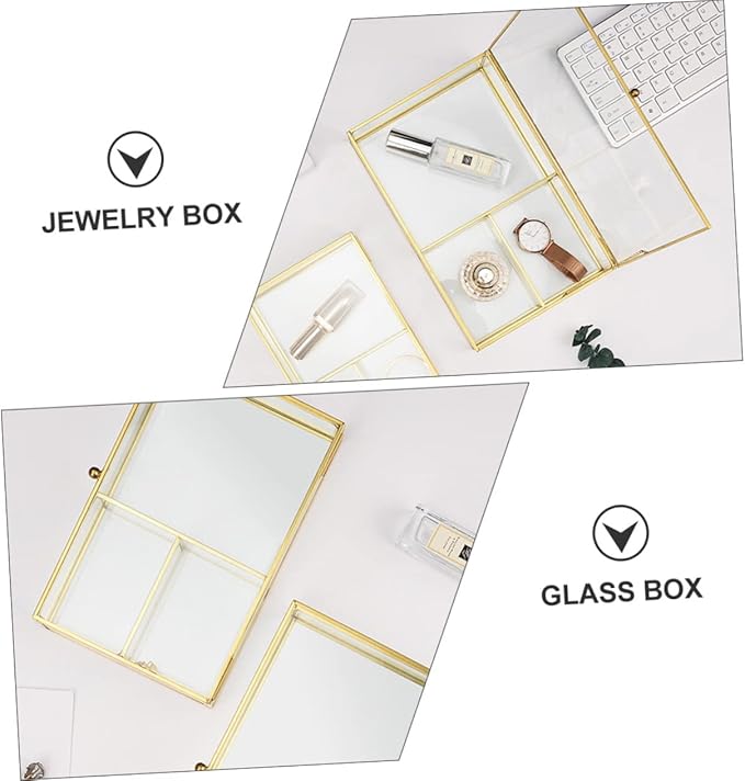 Glass Jewelry Storage Box Makeup Organizer Cosmetics Holder Lipstick Box Desktop Display Case Model Display Case