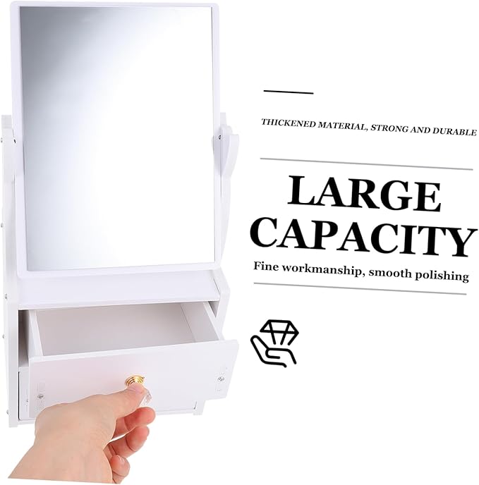Beaupretty Stackable Makeup Organizer Multifunctional Makeup Mirror Storage Box Sturdy Base Safe Mirror for Dressing