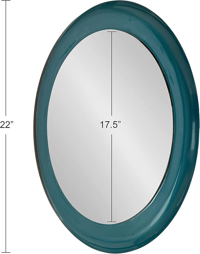 Kate and Laurel Laranya Modern Round Mirror; 22 Inch Diameter; Teal and Black; Decorative Circle Mirror with Metal Frame and Glossy Hand Applied Finish