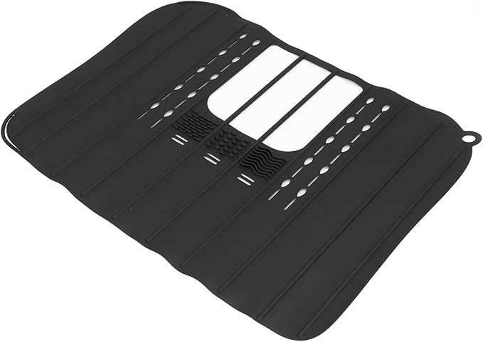 21x16in Silicone Makeup Organizer Mat with Hanging Loop, Bathroom Sink Cover for Counter Space, Heat Foldable Sink Cover for RV Travel Must Haves Accessories