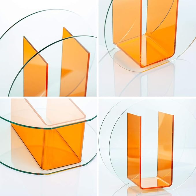 Acrylic Flower Vase Make-up Brush/Pen Holder Elegant Modern Contemporary Design Vase for Home Office Wedding Decor (Orange, Circle)