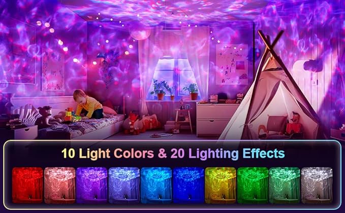 One Fire Galaxy Projector with Gifts Box/240 Lighting Modes/15 White Noise/Bluetooth Music Galaxy Projector for Bedroom Adults,Teen Stuff Room Lighting Bedroom Decor for Teen Girls&Teenage Boy Gifts
