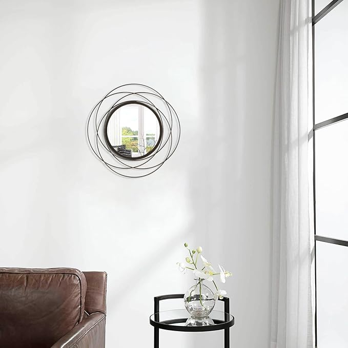 Mirrors Wall Decor Iron Frame Round Art Wall Mirrors Home Decoration Hanging Mirrors for Living Room Bedroom Bathroom Entryway 12” x 12”