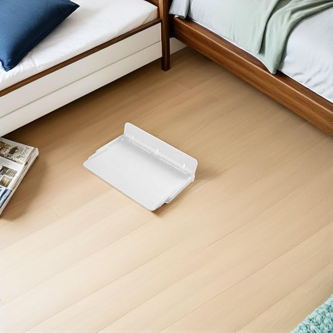 UPKOCH Foldable Floating Shelf for Wall, No Drill Stick On Bedside Organizer Tray, Renter Friendly Small Fold Down Ledge Shelves for RV Dorm Bedroom, White
