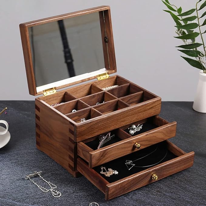 Makeup Organizers Jewelry Box Multilayer Drawer Jewelry Box Retro Chinese Storage Box Ring Earring Necklace Bracelet Storage Box 9.44 inches Jewelry Case