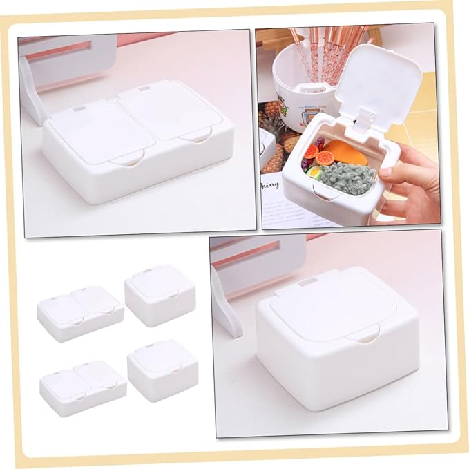Lurrose 4pcs Simple Desktop Storage Box Diy Press Type Organizer for Jewelry Stationery and Makeup Small Bins for Students and Home Office Use