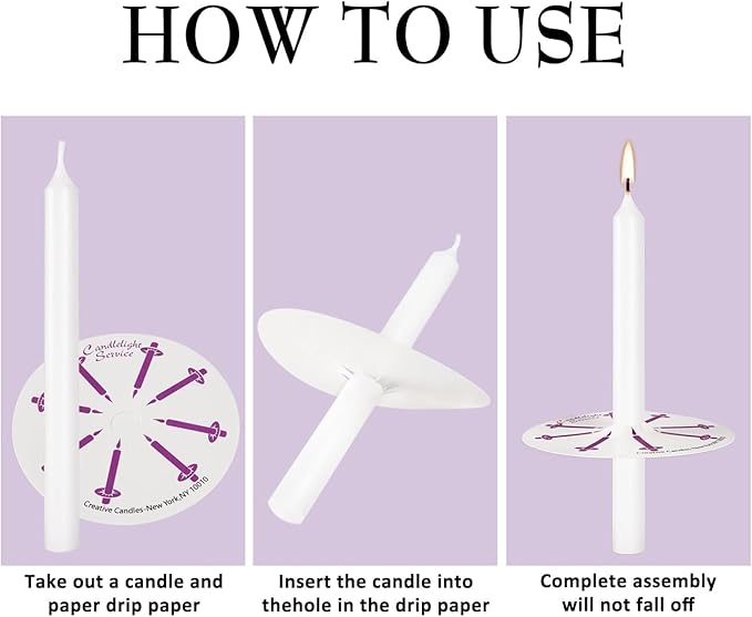 YOROXRG 200 pcs Church Candles with Drip Protectors for Devotional Candlelight Vigil Service, Unscented White 5" H X 1/2" D, No Smoke, Shabbat, Praye