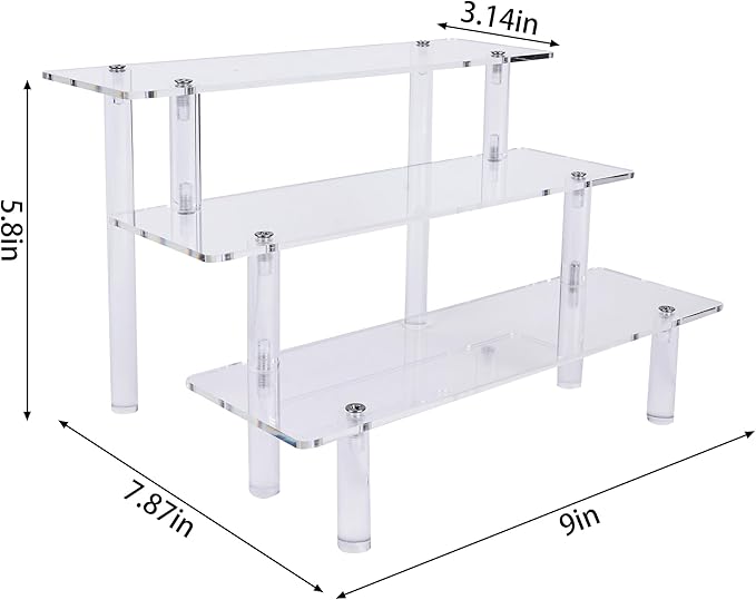 Acrylic Riser,Large Display Risers, Clear Risers Perfume Organizer, 3 Tiered Cupcake Shelf Stand Holder,9 Inch,DIY