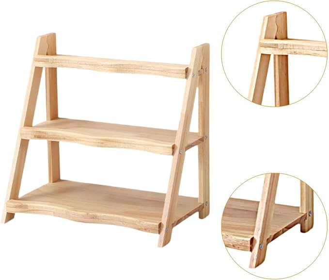 predolo for Display 3 Tier Rustic Rack Organizer Perfume Display Stand for Pantry Countertop Cabinet Lotion Makeup