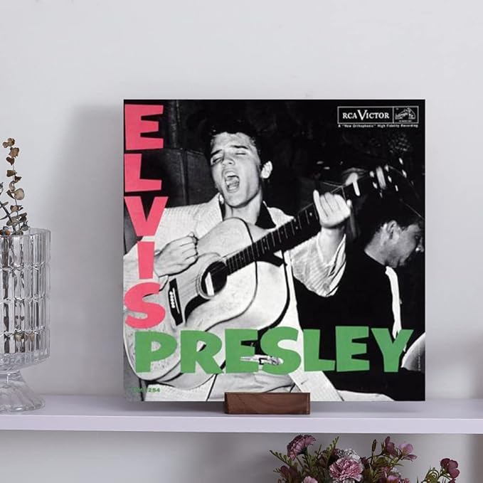 Vinyl Record Holder Display Stand - Tabletop Now Playing Album Cover Holder - Now Spinning Record Rack - Single CD Stand LP Display Shelf - Wooden Vinyls Records Storage Organizer - Modern Home Decor