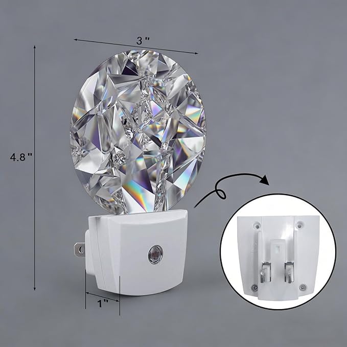 Diamond Sparkle Night Light Plug Into Wall Auto Led Sleep Round Lamp for Living Room Hallway Stairs