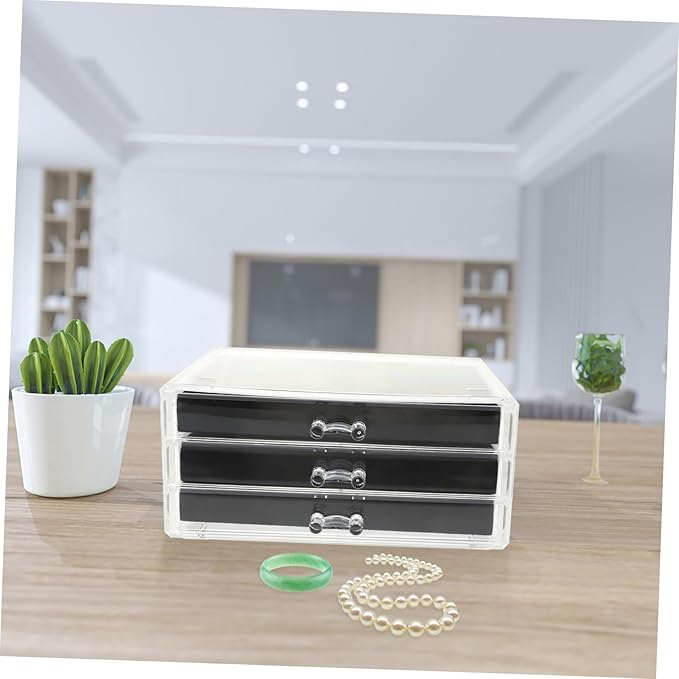 PartyKindom Jewelry Storage Box for Earrings Necklaces Compact Multi-layer Organizer for Makeup Accessories Elegant Display Case for Dressing Table