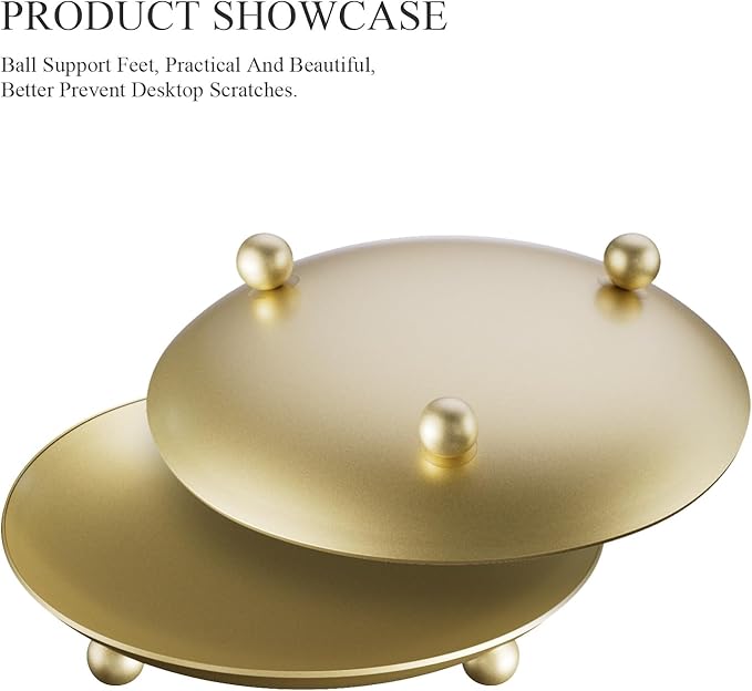 Gold Candle Holders for Pillar Candles, Set of 2 Premium Metal Candle Plates Candle Stand for LED or Wax Candles, Decorative Pillar Candle Holder Dish for Table Centerpiece