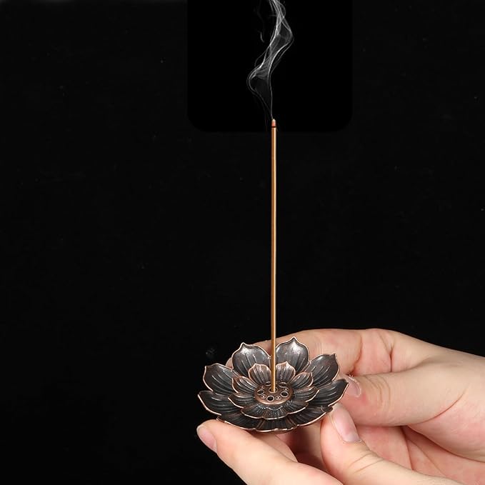 6 Pcs Incense Holder for Sticks, Lotus Insense Burner Holders with 6 Holes, Copper Lotus Incense Stick Holders for Home Fragrance Meditation Yoga Sauna SPA