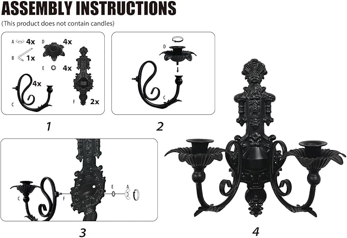 Candle Sconce(Set of 2)-Metal Gothic Wall Decorations-Rustic Home Decor-Black Wall Candle Sconces,Dark Academia Decor