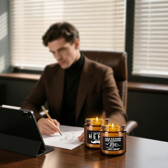 12-Pack Amber Jar Scented Candles, 3.5oz, Natural Soy Wax and Premium Essential Oils. Gift for Father’s Day, Ideal for Study Home & Office Aromatherapy.