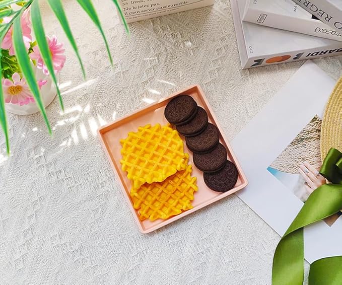 Small Square Serving Tray (5.9 inch), Durable Pink Tray for Desserts & Organization, Lightweight for Coffee, Drinks, Party, Seasoning, Perfume and Display.