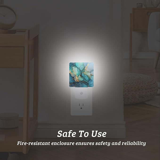 Green Marble Night Light, Plug-into Wall Nightlight Lamp with Dusk to Dawn Sensor, Led Lamp 0.5W Energy Efficient for Boys Girls Women Men Gifts, Home Decorative