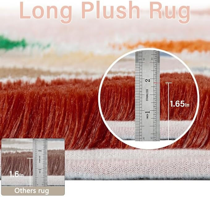 PureCozy 6x9 Checkered Rug for Living Room Rainbow Modern Soft Area Rug Fluffy Non-Slip Carpet for Bedroom Playroom Home Aesthetic Decor