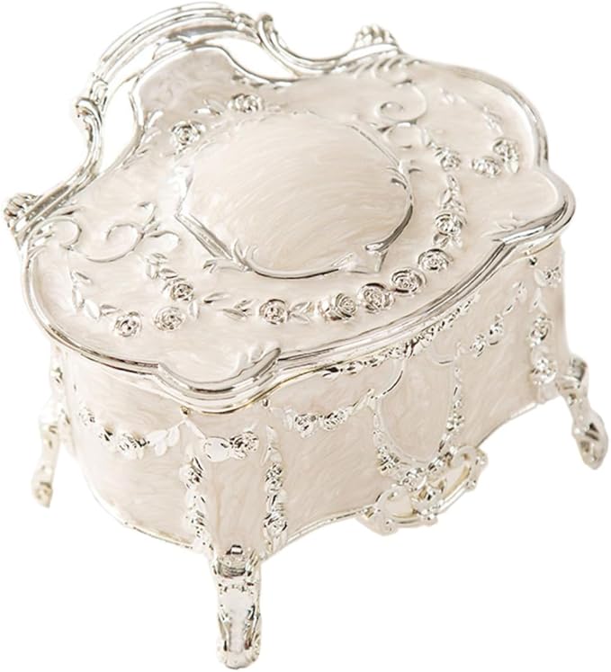 Vintage Jewelry Box European Style Small Trinket Case 6.8x5.3x5.5in Makeup Organizer for Earrings Storage Home Decor