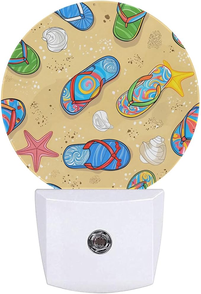 Beach Flip-Flops Night Light Plug-in Sleep Lamp Led Dusk to Dawn Night Light for Bedroom
