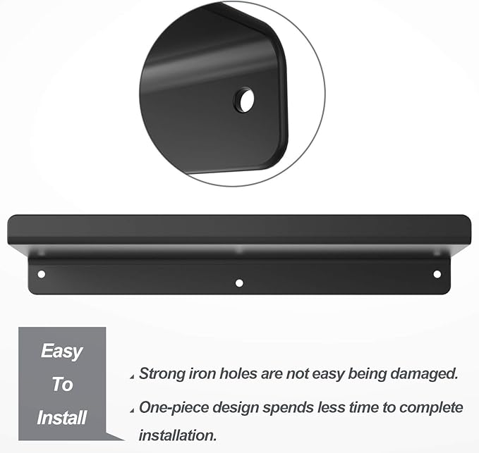 SRIWATANA Black Floating Shelves, Metal Wall Shelves Set of 3 for Bedroom, Living Room, Bathroom, Kitchen, Matte Black