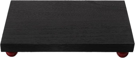 GARVALON Rectangular Wood Vanity Tray Medium Black Solid Wood Organizer for Perfume Makeup Jewelry Storage Decorative Tray for Bathroom Entryway Countertop