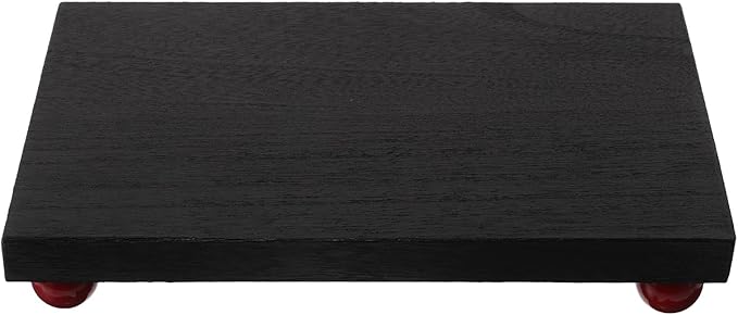 Rectangular Wood Makeup Organizer Tray for Desk and Dresser, Black Medium Solid Wood Perfume Display Tray with Decorative Storage for Bedroom and Bathroom