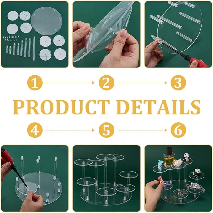 PH PandaHall Acrylic Riser Display Shelf 8-Tier Clear Risers Stand Multilevel Round Acrylic Stands Mini Figure Display Riser Stand Collectibles Organizer Holder for Cupcake Collectibles Christmas