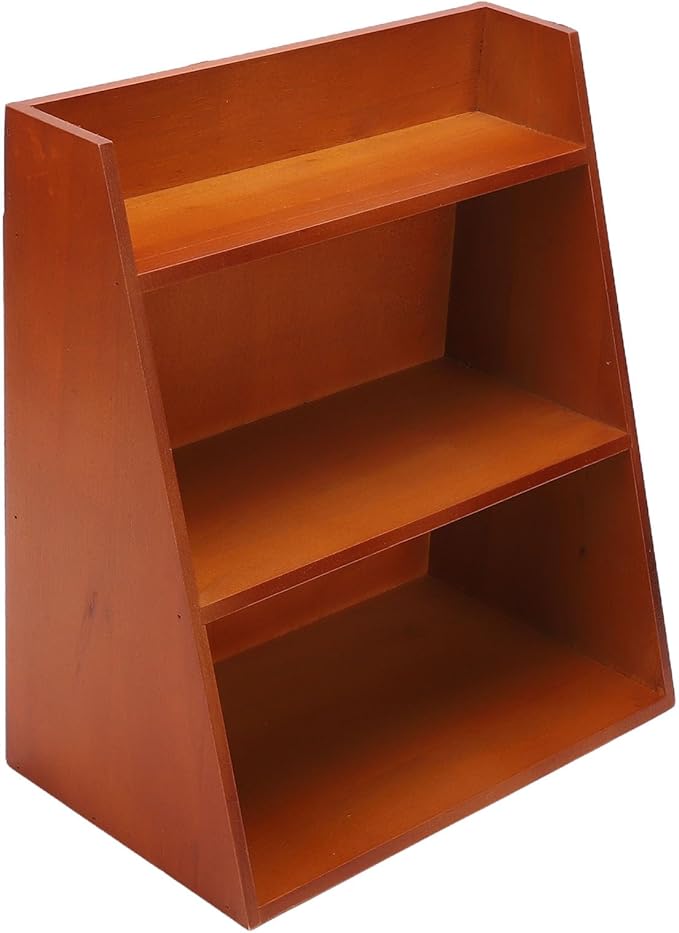 Dpofirs 3 Tier Vintage Wooden Display Shelf - Wall Mount or Countertop Organizer for Collectibles, Perfume, Makeup & Trinkets
