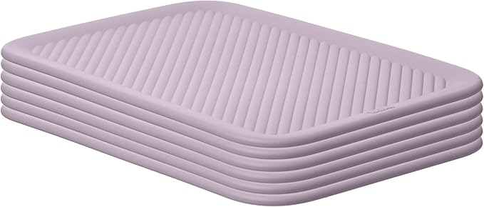 Superio Ribbed Collection - Decorative Plastic Basket Open Home Storage Bins Organizer, Lilac (Parent) Container Boxes for Organizing Closet Storage Bins for Shelves (Lid - Medium (5 Liter), 6 Pack)