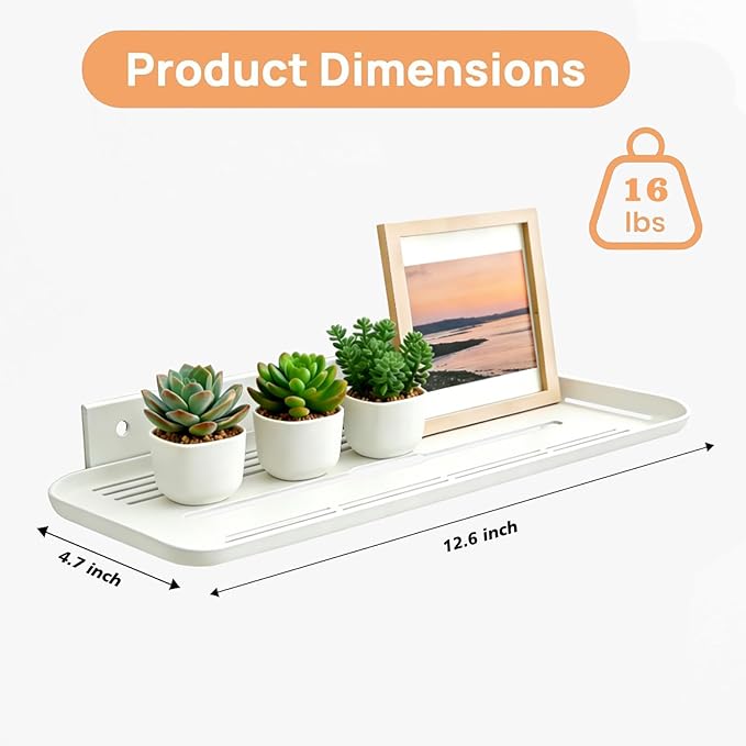 Floating Shelves for Wall, Wall Mounted Floating Shelves, Bathroom Shelf Bedroom Kitchen Living Room Hanging Storage Shelves, Room Decor (4, White)