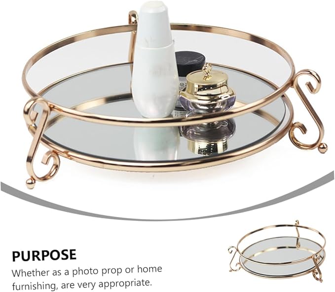 1pc Decorative Mirror Tray for Cosmetics Storage Creative Vanity Organizer for Makeup Perfume Jewelry and Home Decor for Dresser Bathroom and Special Occasions