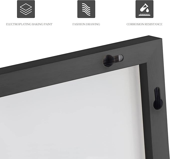 NeuType Full Length Mirror, 64"x22" With Stand Wall Mounted or Floor Standing, Large Dressing Mirror for Hanging or Leaning Against Wall, Aluminum Alloy Thin Frame (Black)