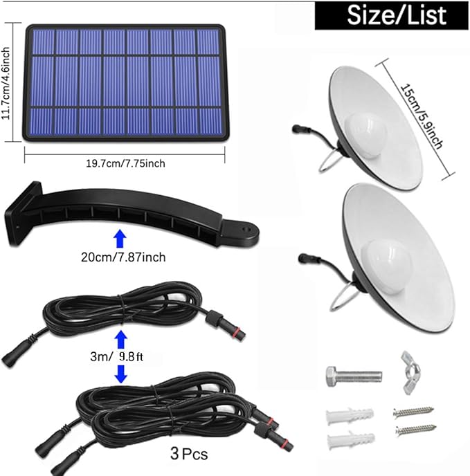 ABZXT Solar Pendant Lights Upgraded Double Bulb Lights IP65 Waterproof Dusk to Dawn Auto Lamp with Remote Controller for Outdoor Shed Barn Chicken Coop Bullpen Pig Pen Stables Tents etc(Dual Lamp)
