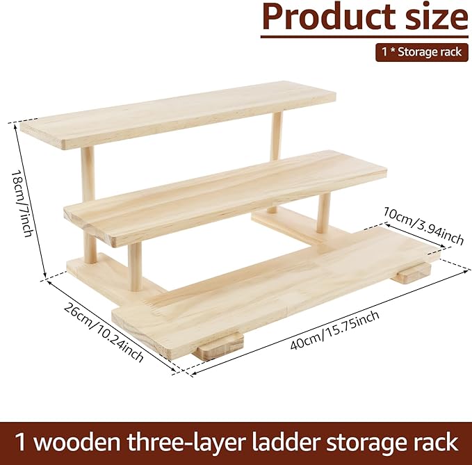 3 Tier Wooden Cupcake Stand, Wooden Cologne Organizer, Dessert Table Display Set, Perfume Display Riser Stand, Makeup Organizer for Vanity, Food Display Stands for Party, 15.8x10.24x7in