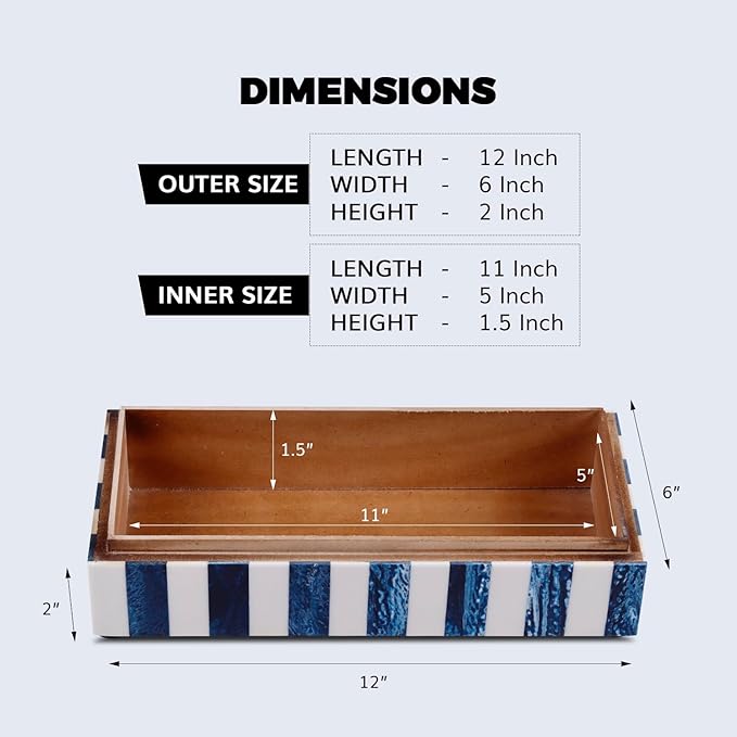 Handicrafts Home Decorative Storage Box 10x4.5 – Remote Control Holder, Jewelry Organizer, Modern Decorative Box with Lid, Boho Chic Home Décor Accent, Vintage Memory Box for Living Room Shelf Décor