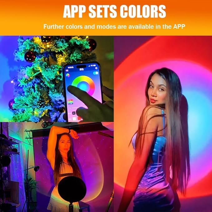 JIMEI Sunset Lamp Projector Led Lights for Bedroom Night Light RGB Lights Sun Sunlight Sunrise Lamp Mood Lighting Home/Room Decor Christmas Gifts for Women,Tabletop Multicolor